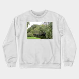 bridge and weeping willow trees Crewneck Sweatshirt